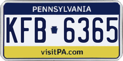 PA license plate KFB6365