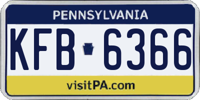 PA license plate KFB6366