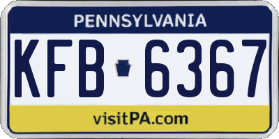 PA license plate KFB6367