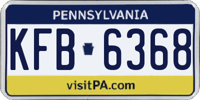 PA license plate KFB6368