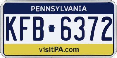 PA license plate KFB6372