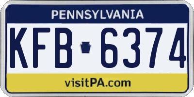 PA license plate KFB6374