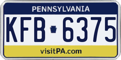 PA license plate KFB6375