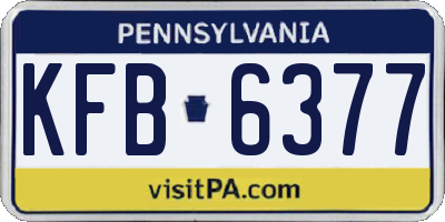 PA license plate KFB6377