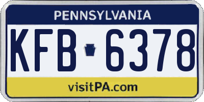 PA license plate KFB6378