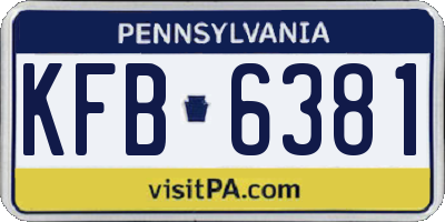 PA license plate KFB6381