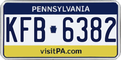 PA license plate KFB6382