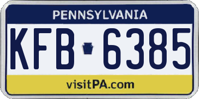 PA license plate KFB6385