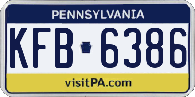 PA license plate KFB6386