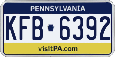 PA license plate KFB6392