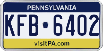 PA license plate KFB6402