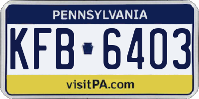 PA license plate KFB6403