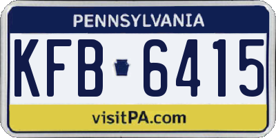 PA license plate KFB6415