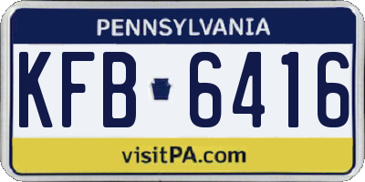 PA license plate KFB6416