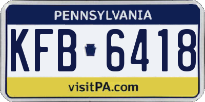 PA license plate KFB6418