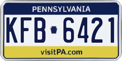 PA license plate KFB6421