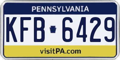 PA license plate KFB6429