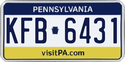PA license plate KFB6431