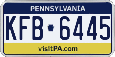 PA license plate KFB6445