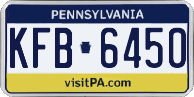PA license plate KFB6450