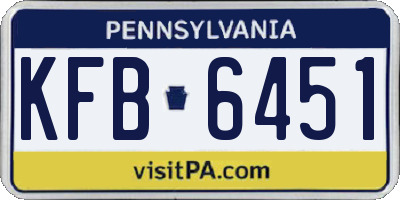 PA license plate KFB6451