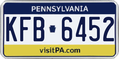PA license plate KFB6452