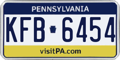 PA license plate KFB6454