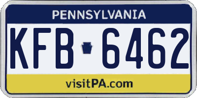 PA license plate KFB6462