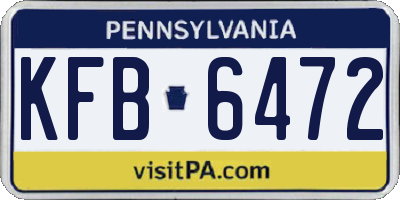 PA license plate KFB6472