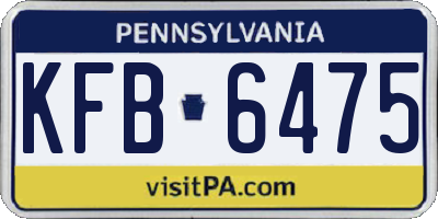 PA license plate KFB6475