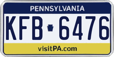 PA license plate KFB6476