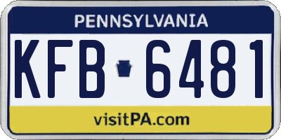 PA license plate KFB6481