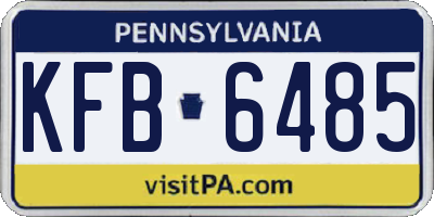 PA license plate KFB6485