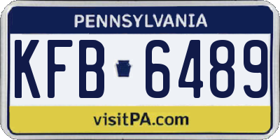 PA license plate KFB6489