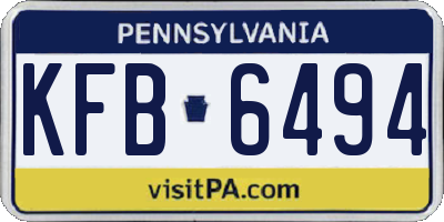 PA license plate KFB6494