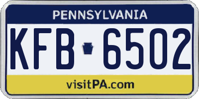 PA license plate KFB6502