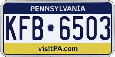 PA license plate KFB6503