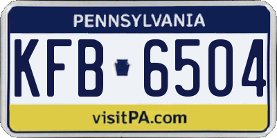 PA license plate KFB6504