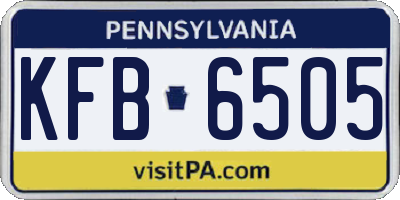 PA license plate KFB6505