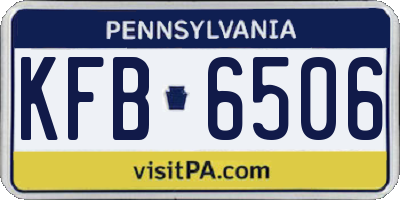 PA license plate KFB6506