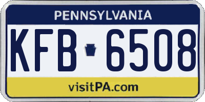 PA license plate KFB6508