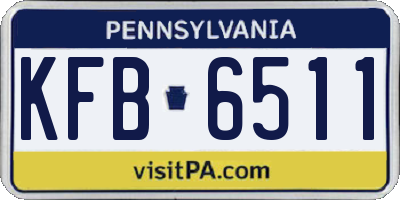 PA license plate KFB6511