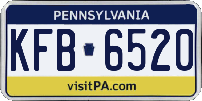 PA license plate KFB6520
