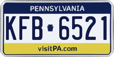 PA license plate KFB6521