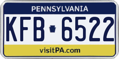 PA license plate KFB6522