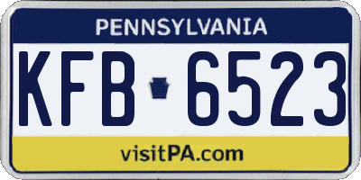 PA license plate KFB6523