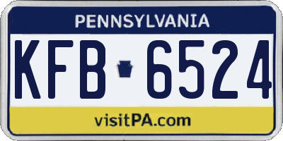 PA license plate KFB6524