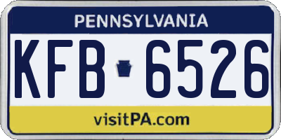 PA license plate KFB6526