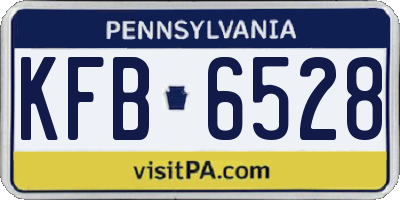 PA license plate KFB6528