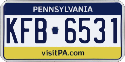 PA license plate KFB6531
